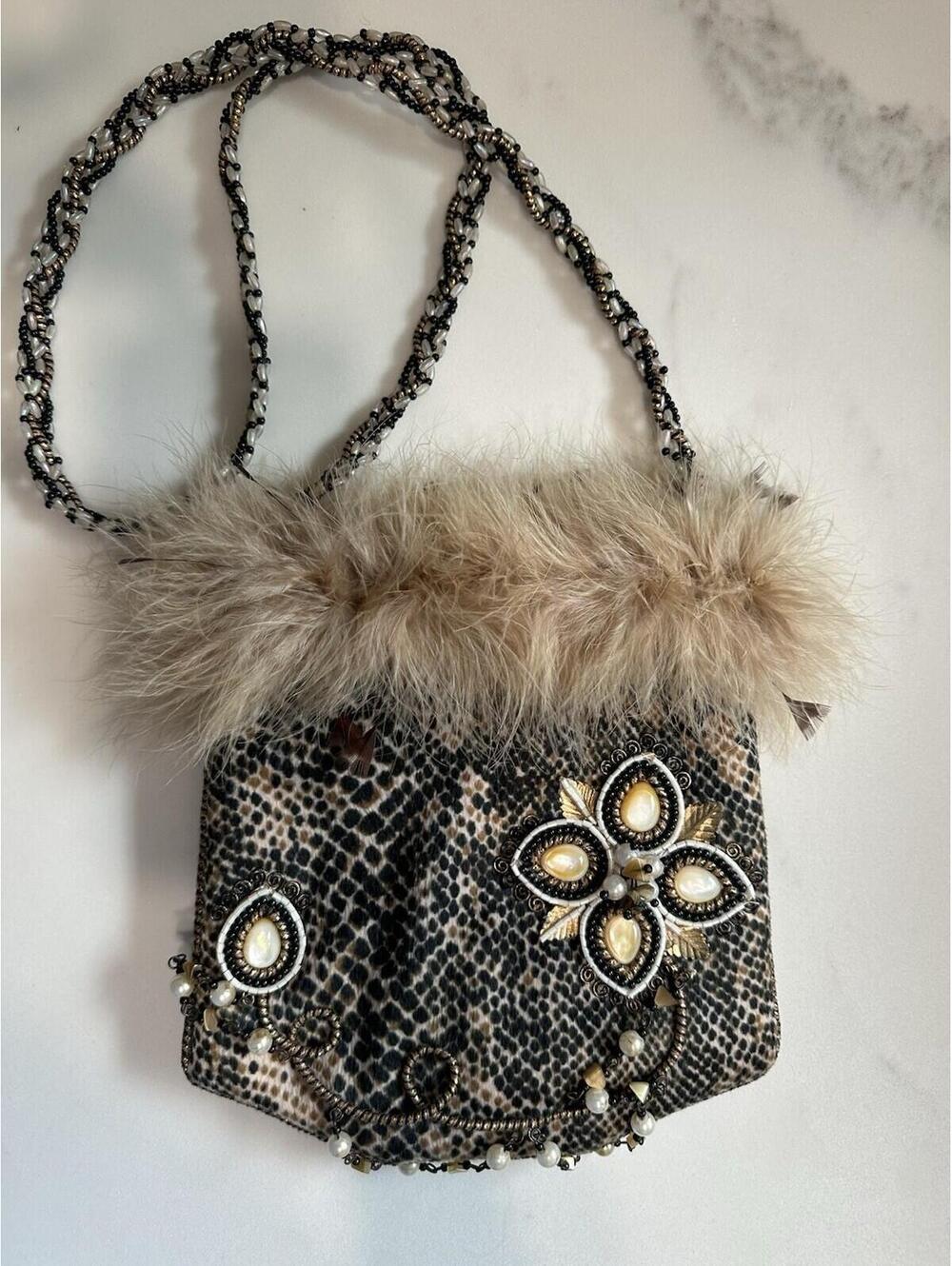 Mary Frances Beaded Feather Purse